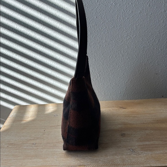 Vintage Plaid Wool Shoulder Bag - Brown and Black - Picture 6 of 16